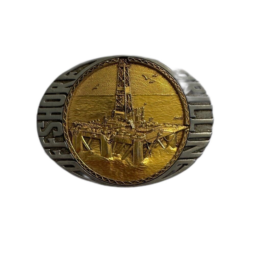 Vintage Drilling Offshore belt buckle 24K gold plated; incredible